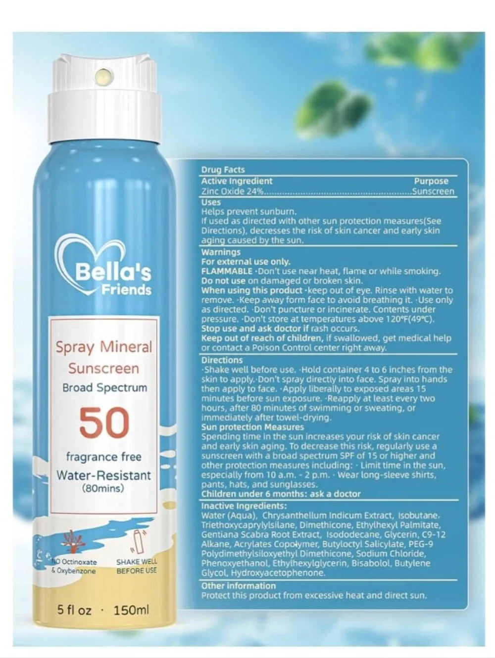 Bella's Friends Kids Mineral Sunscreen Spray SPF 50